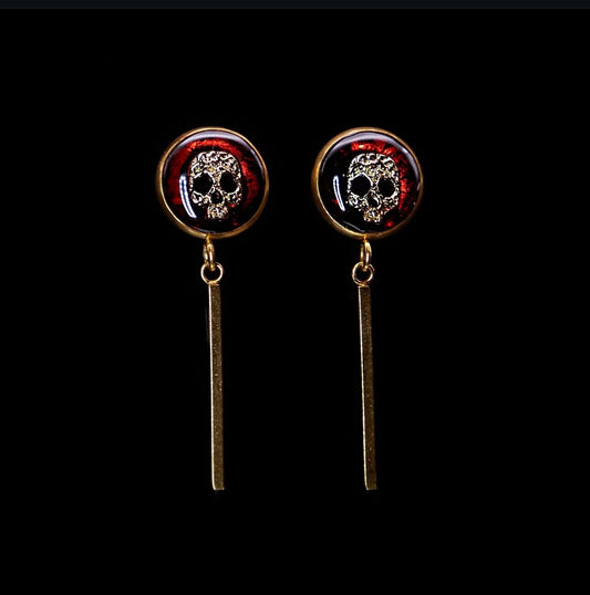 Skull drop earrings